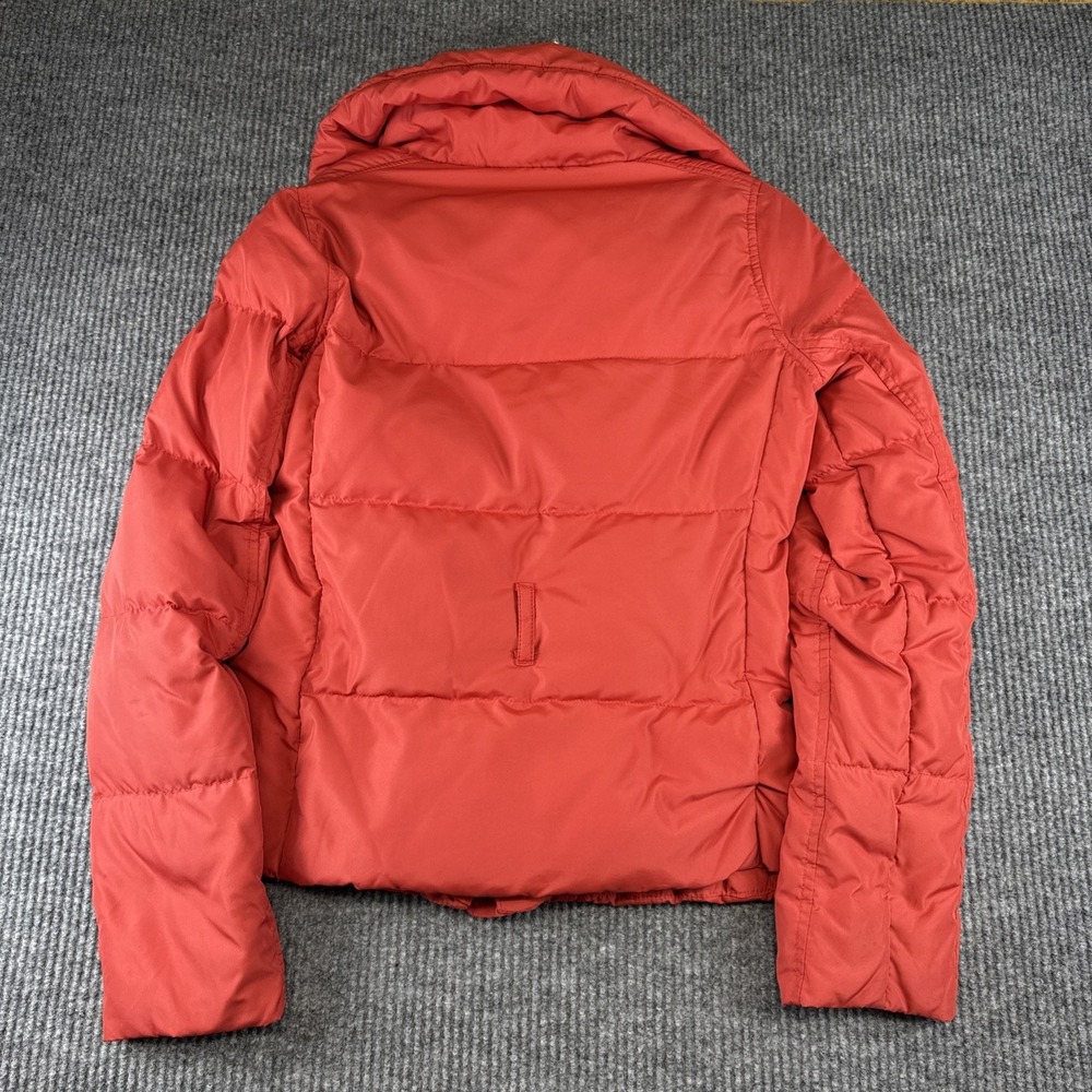 Hollister Red Jacket Puffer Down/Feather Woman's Med No Belt Large Collar - Picture 7 of 9
